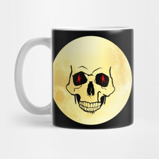 full yellow moon skull face Mug